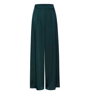 NWT Misa Los Angeles Filippa Emerald Satin Wide-Leg Filippa Pant‎ XS